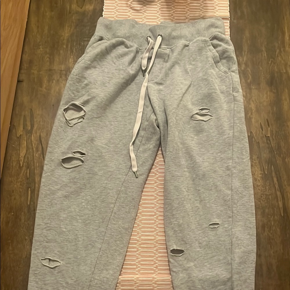 Gray Distressed Sweatpants